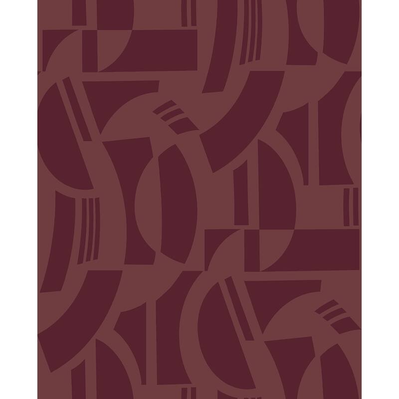 A-Street Prints Carter Burgundy Geometric Flock Wallpaper