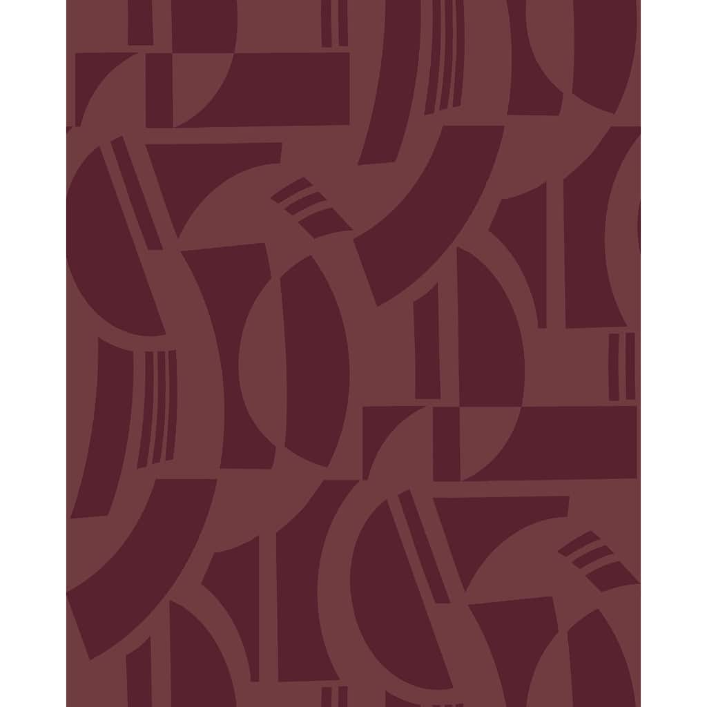 A-Street Prints Carter Burgundy Geometric Flock Wallpaper