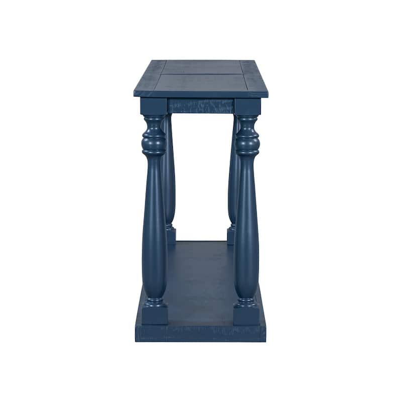 Vintage Wood Grain Console Table with Bottom Shelf and 4 Vase Legs, Suitable for Entryway, Hallway, Living Room, Bedroom