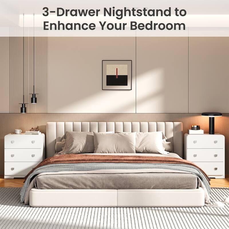 Painted 3-Drawer Nightstand for Bedroom