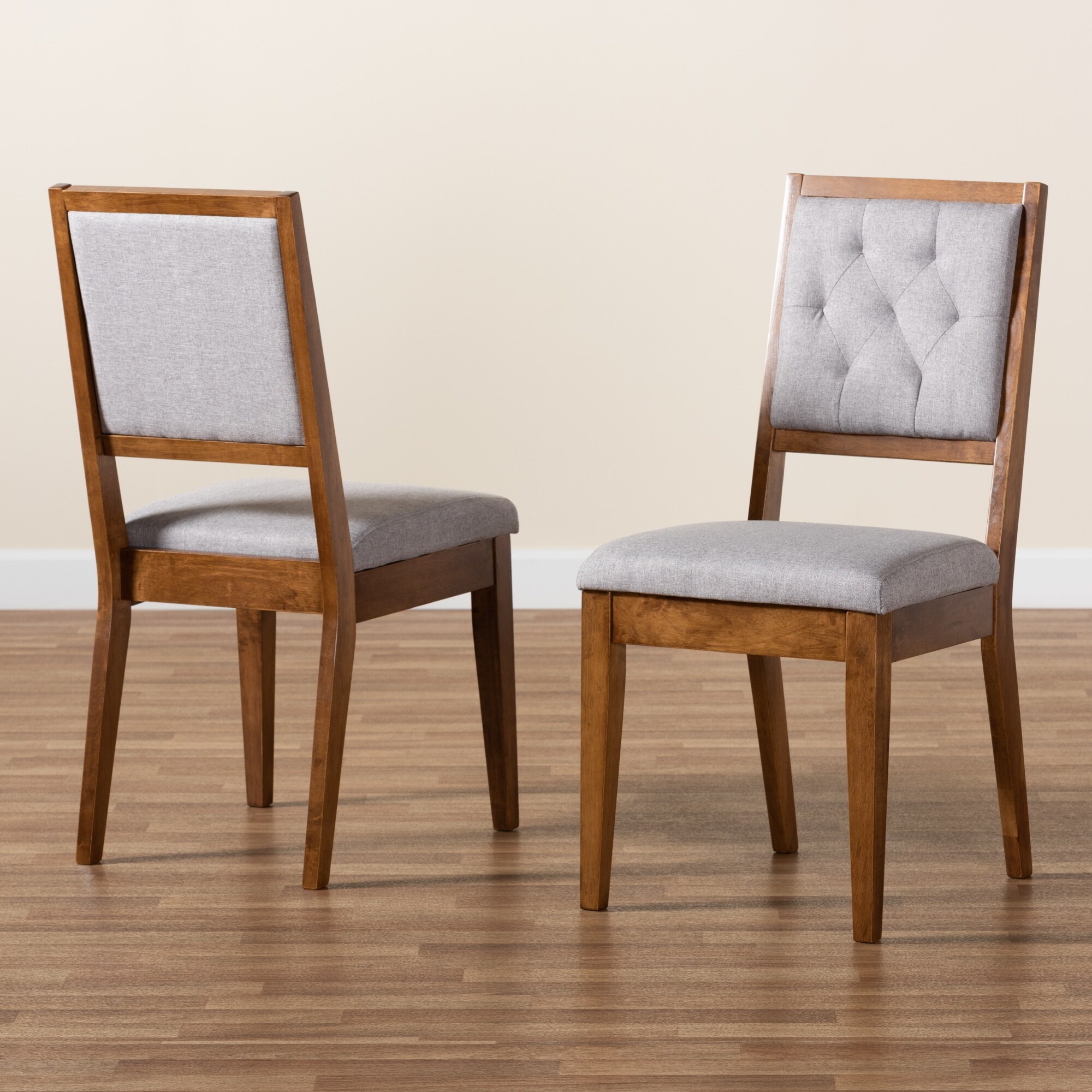 Gideon Modern & Contemporary Diamond-tuffed Wood Dining Chair Set