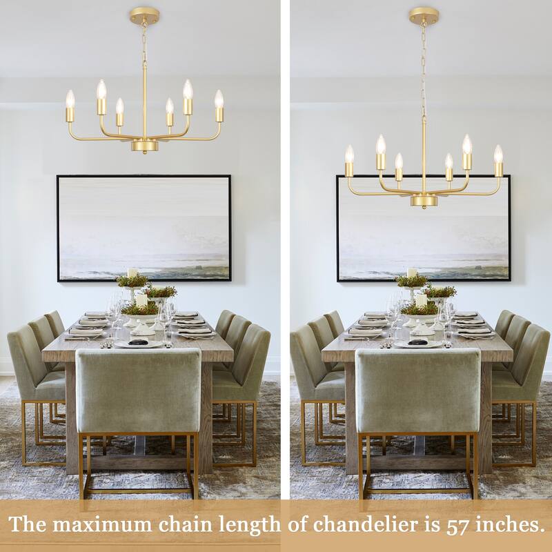 6-Light Rustic Modern Candlestick Hanging Linear Chandelier Lighting for Dining Room Kitchen Island
