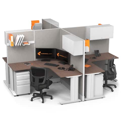 X Pack L Shaped Cubicle Workstation With Storage 120x120