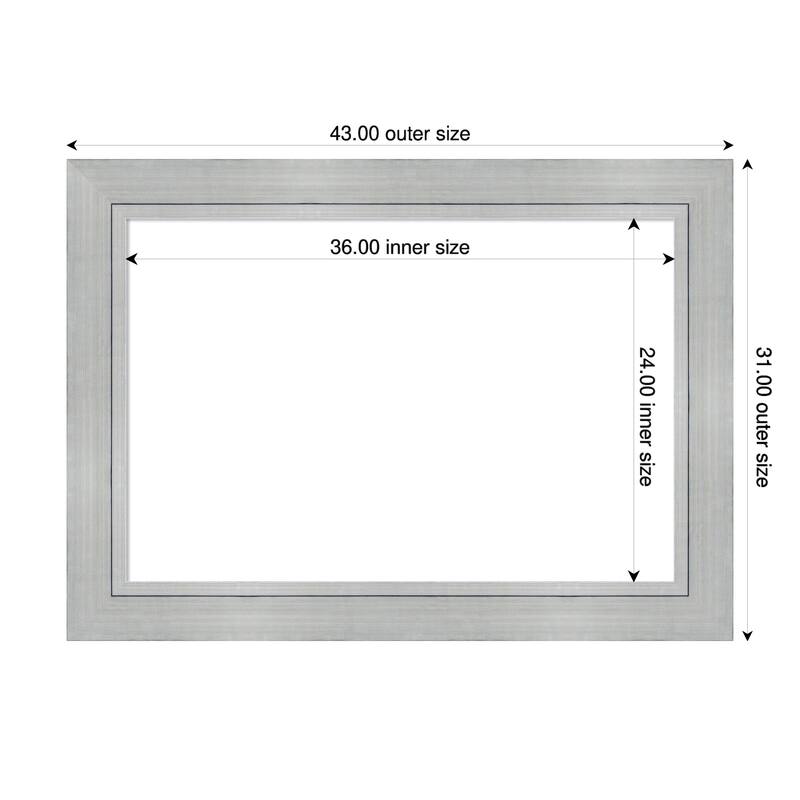 Amanti Art Romano Silver Framed Dry Erase Magnetic Board - 43 x 31 in