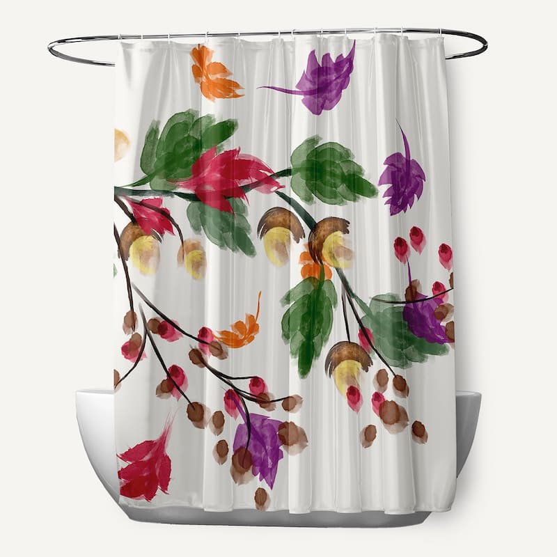 Colorful Leaves Shower Curtain - Purple