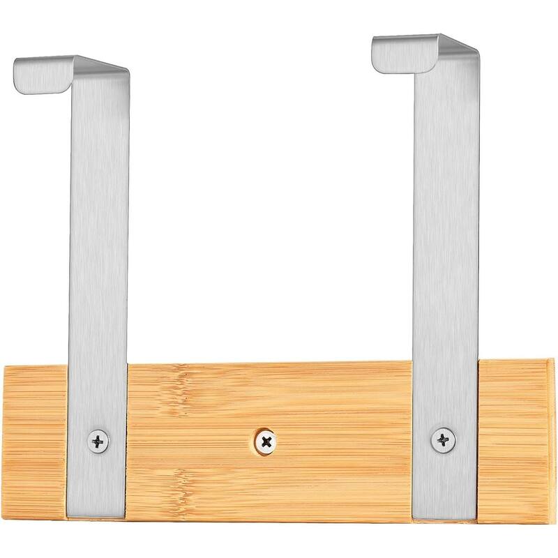Bamboo Stainless Steel Over-the-Door Towel Hooks Stylish and Functional Bathroom Organization Solution for Towels - 3 Hooks