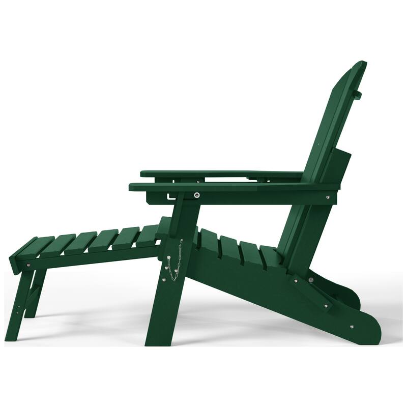 Laguna Outdoor Folding Adjustable Adirondack Chair with Hideaway Ottoman & Round Side Table