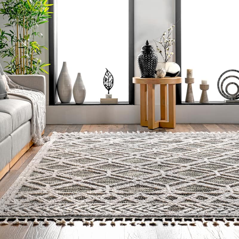 Nuloom Ansley Moroccan Lattice Tassel Area Rug