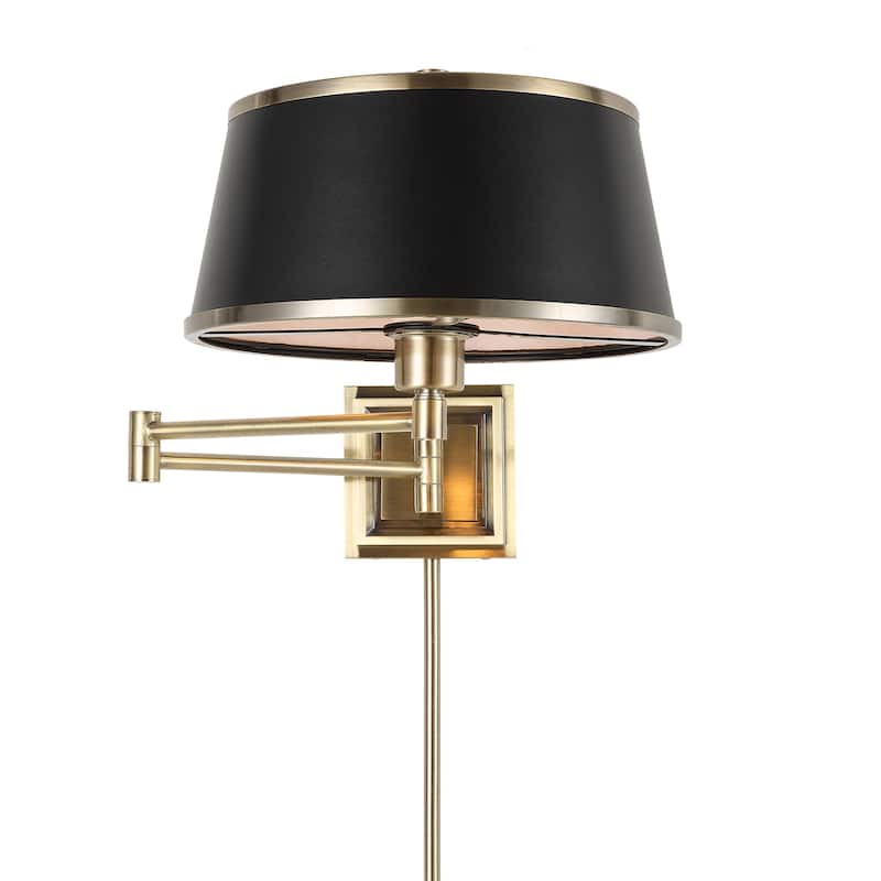 1-Light Sconce Light Fixture - 26" - Black and Antique Brass Finish