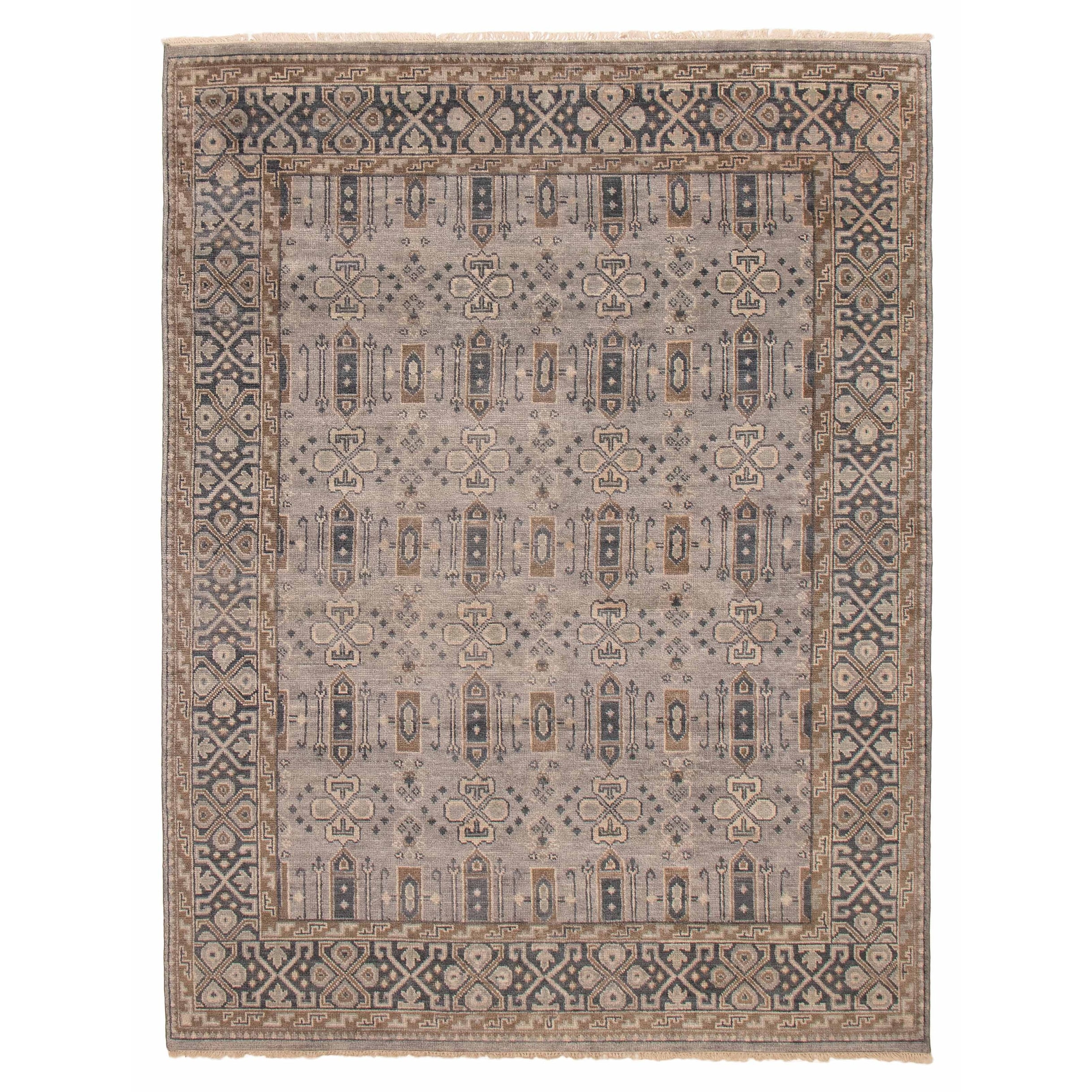 ECARPETGALLERY Hand-knotted Mystique Light Grey Wool Rug - 7' 10" x 10' 6"
