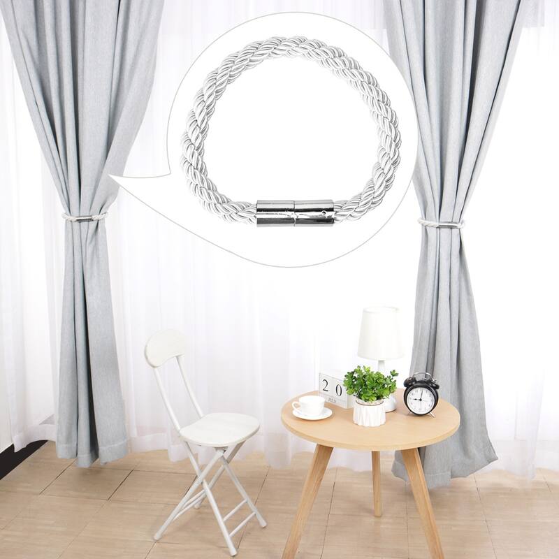 2pcs Magnetic Curtain Tieback 21.7"Holdback Decor Curtain Holder,White - White - 0.75" x 21.7"
