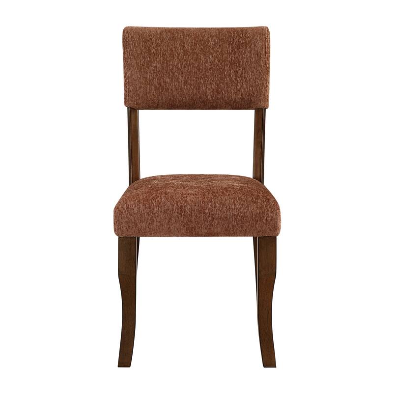 Contemporary Dining Side Chairs Set of 2, Chenille Fabric Upholstered Comfort Seat Back Wooden Furniture