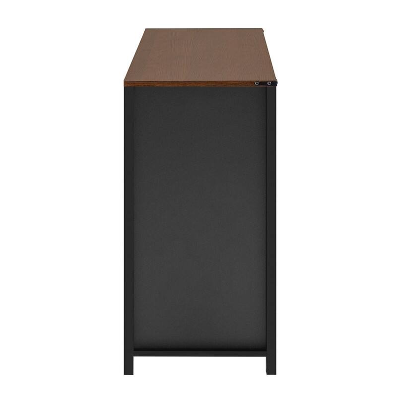 Farmhouse 59.3" Sideboard Buffet with Sliding Barn Doors and Open Storage for Living or Dining Spaces