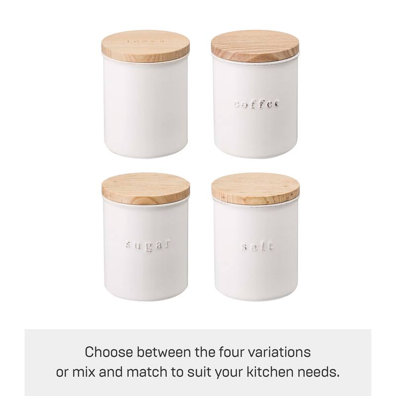 Yamazaki Home Ceramic Canister - Four Styles, Ceramic, Plain, 15.25 oz., 450 ml - L 3.74 x W 3.74 x H 4.53 inches