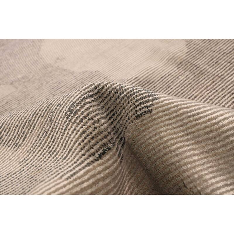 ECARPETGALLERY Hand Loomed Loreto Olive Viscose, Wool Rug - 5'3 x 7'4