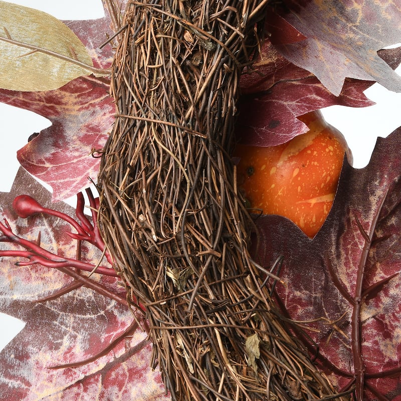 National Tree Company Artificial Autumn Wreath with Pumpkins, Berry Clusters, Ivy, Maple Leaves, 24 inches - 24 in