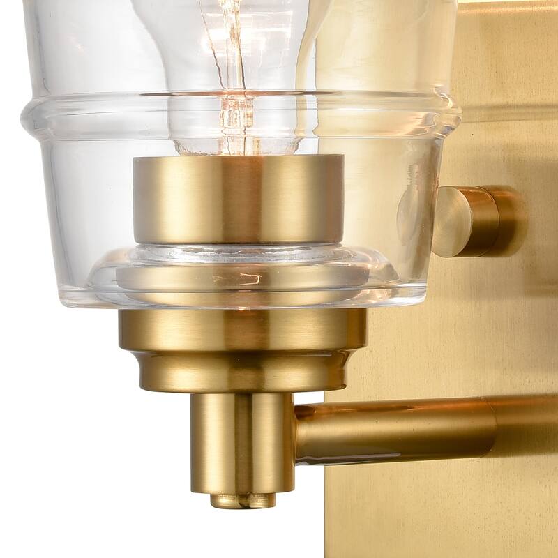 1-Light Ribbed Glass Shade Vanity Light Fixture - 7.75" - Satin Brass Finish