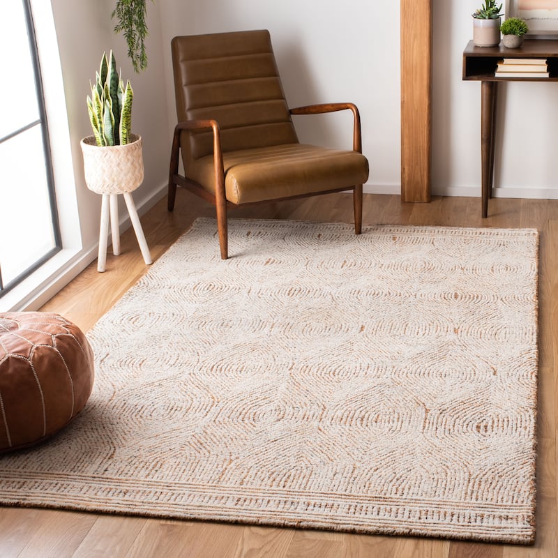 SAFAVIEH Handmade Abstract Leonide Modern Wool Rug - 6' x 9' - Ivory/Rust