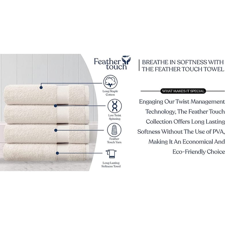 Delara Organic Cotton Luxuriously Plush Bath Sheet Pack of 4 |GOTS & OEKO-TEX Certified |650 GSM Long Staple | Quick Dry & Soft