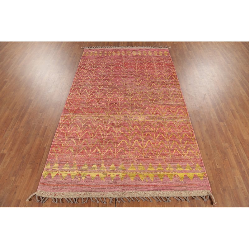 All-Over Moroccan Area Rug Hand-Knotted Wool Carpet - 6'1"x 10'4"