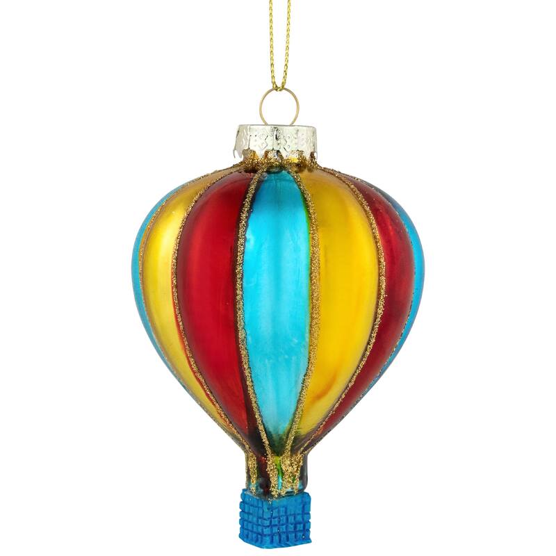 3.75" Shiny Multi Hot Air Balloon Glass Christmas Hanging Ornament