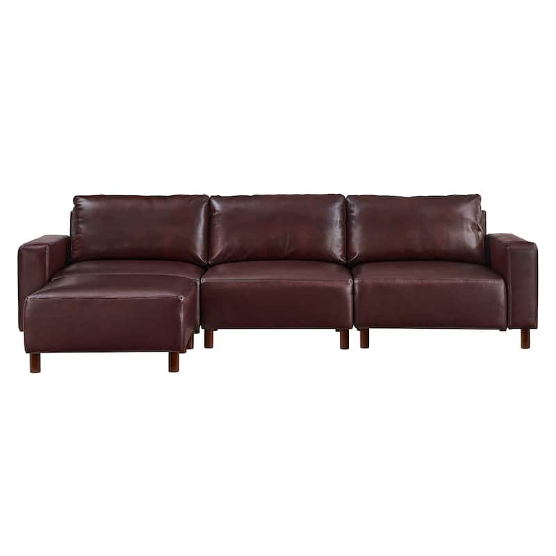 Roomfitters Modern Sectional Sofa, Comfortable L-Shaped Upholstered Couch with Solid Wooden Legs for Living Room