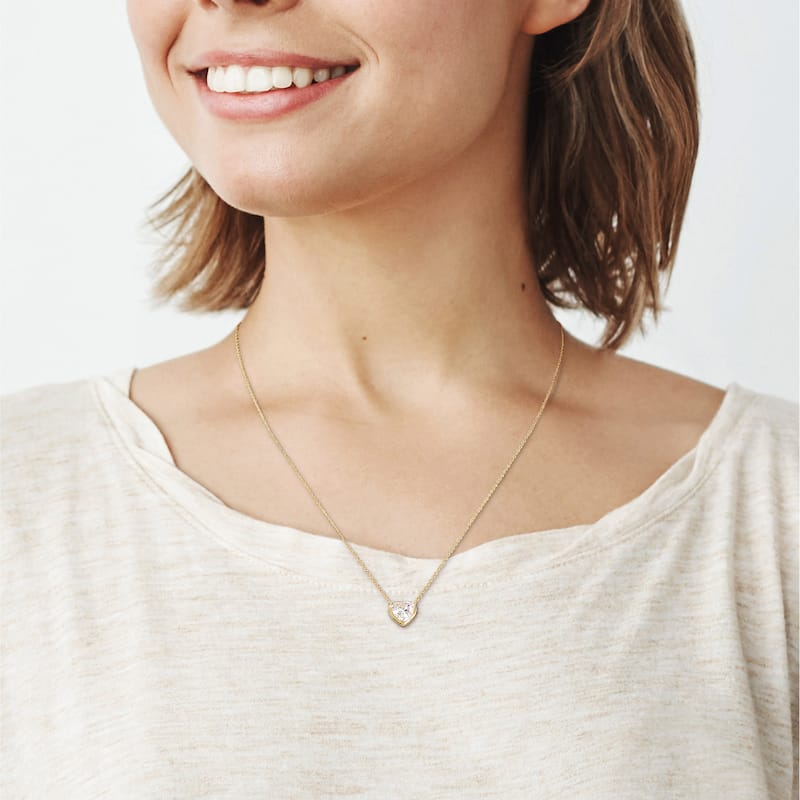 Miadora 2ct DEW Heart-cut Moissanite Solitaire Necklace in 10k Yellow Gold