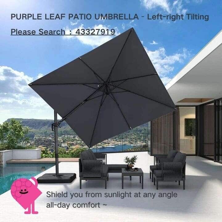 PURPLE LEAF 10 ft Square 360 Degree Rotation Patio Cantilever Umbrella