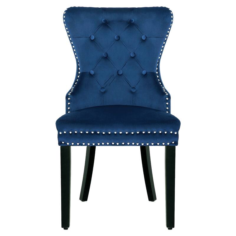 Grandview Tufted Wingback Dining Chair (Set of 4) with Nailhead and Ring Pulls