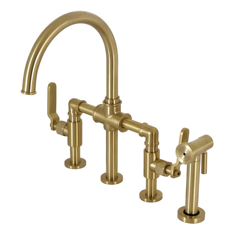 Kingston Brass Whitaker Bridge Kitchen Faucet - Brushed Brass