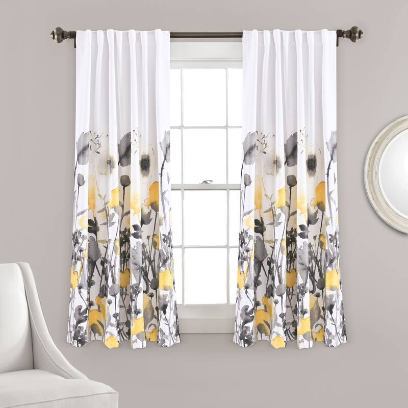 The Curated Nomad Luminet Flora Room Darkening Window Curtain Panel Pair - 52x63 - Yellow