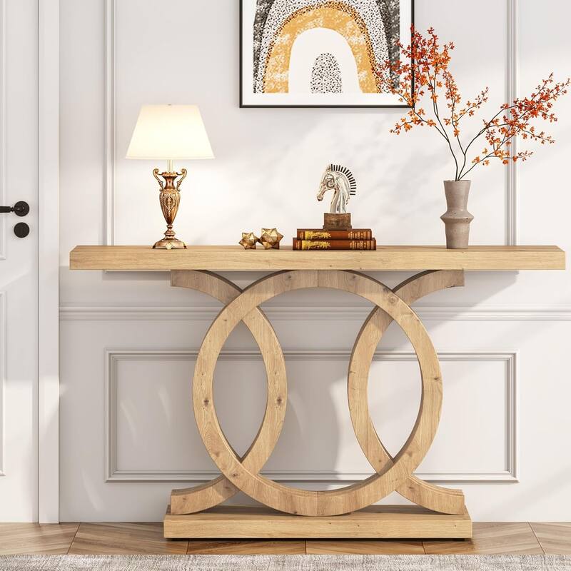 55 inches Console Table Farmhouse Sofa Table, Wooden Entryway Table