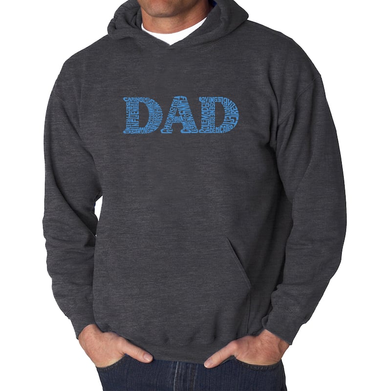 LA Pop Art Men's Word Art Hooded Sweatshirt - Dad - Grey - 4XL