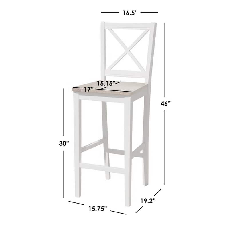 Simple Living Virginia Solid Wood Cross Back 30-inch Barstool (Set of 2)