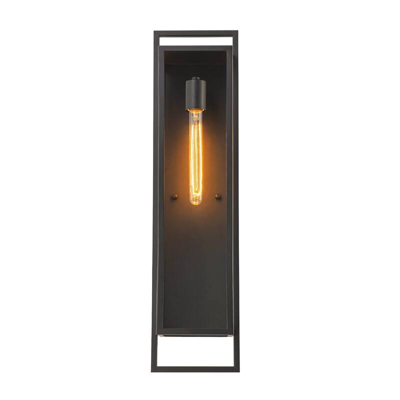 Rennnsan 1-Light Matte Black Rectangular Iron IP23 Outdoor Wall Sconce for Patio
