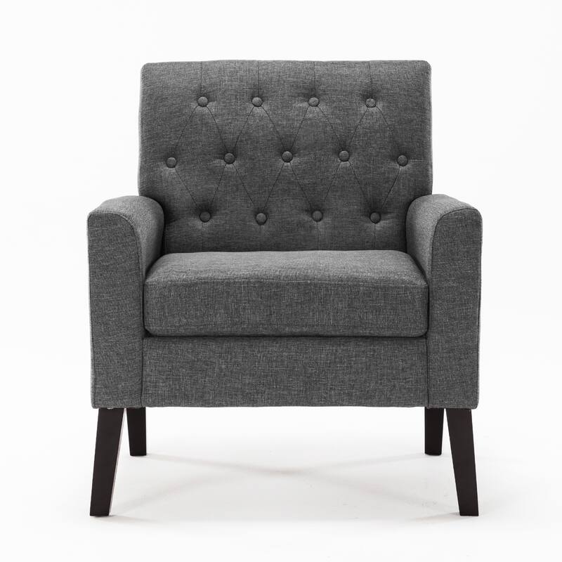 LUE BONA Linen Accent Chair Comfy Living Room Chair with Arms Upholstered Button Tufted Armchair Modern Arm Chairs Set Of 2