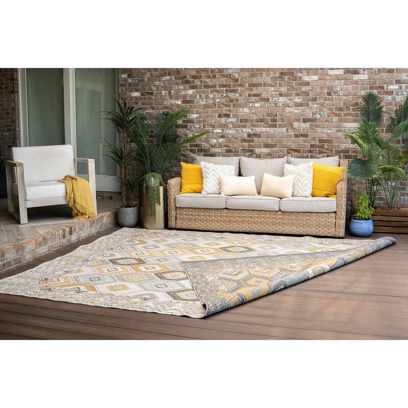 Alfresco Nautical & Coastal Geometric Reversible Indoor/Outdoor Area Rug