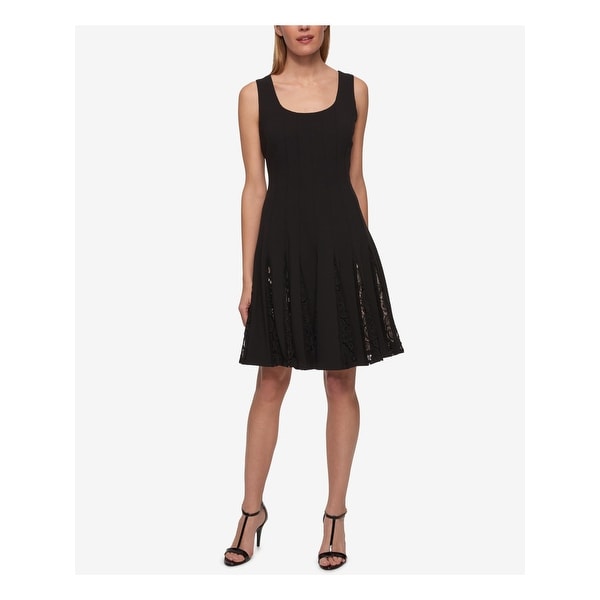 black fit and flare dress knee length