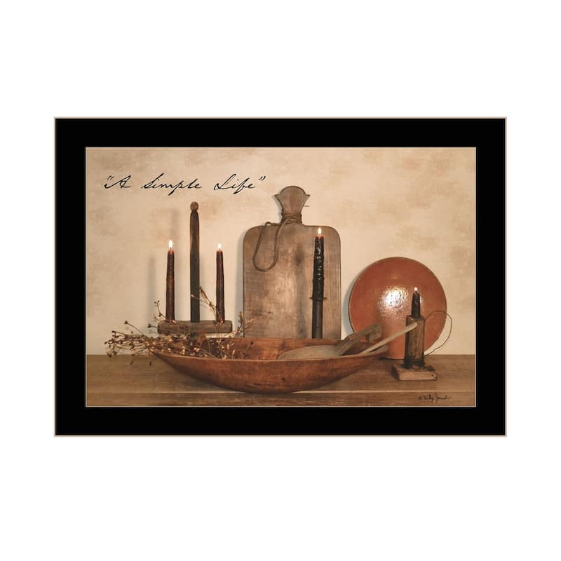 TrendyDecor4U Farmhouse "A Simple Life" Framed Print Wall Art by Billy Jacobs - 20 x 14 - Black
