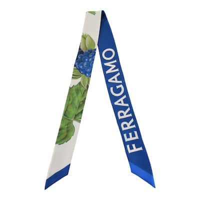 Ferragamo Wild Blueberry-Print Silk Bandeau