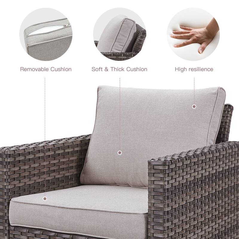 Gymojoy 3 Pieces Outdoor Wicker Swivel Rocker Patio Set