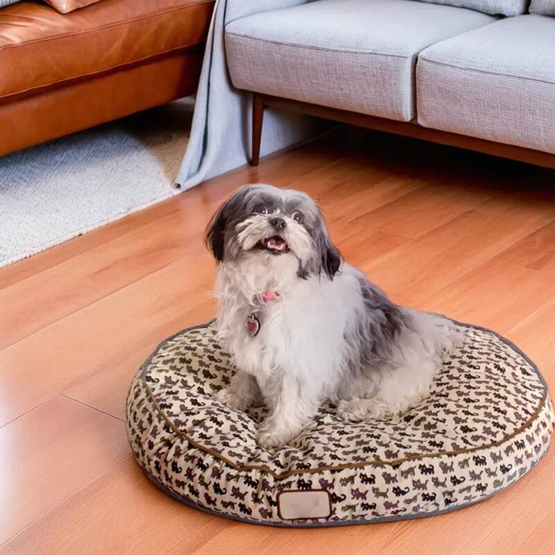 Dog Bed Polyfilled Pet Cushion Crate Mat Soft Pad Washable - 23"(L) x 23"(W) x 6"(H)
