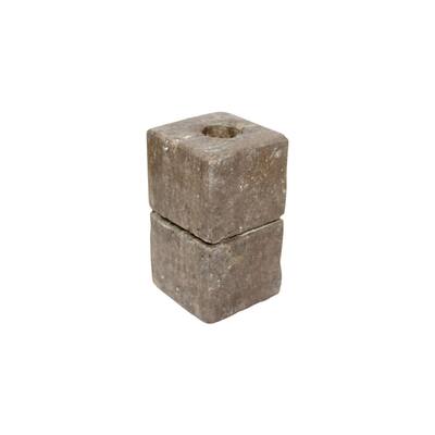 Medium Streaked Travertine Candle Holder - 4" - Gray