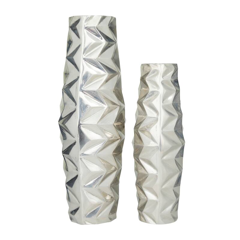 Modern Aluminum Metal Geometric Vase (Set of 2) - Silver, Gold, Black