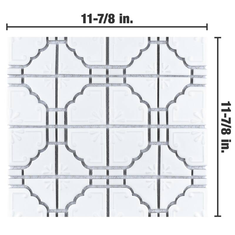Merola Tile Hudson Moonbeam Matte White 11-7/8" x 11-7/8" Porcelain Floor and Wall Tile