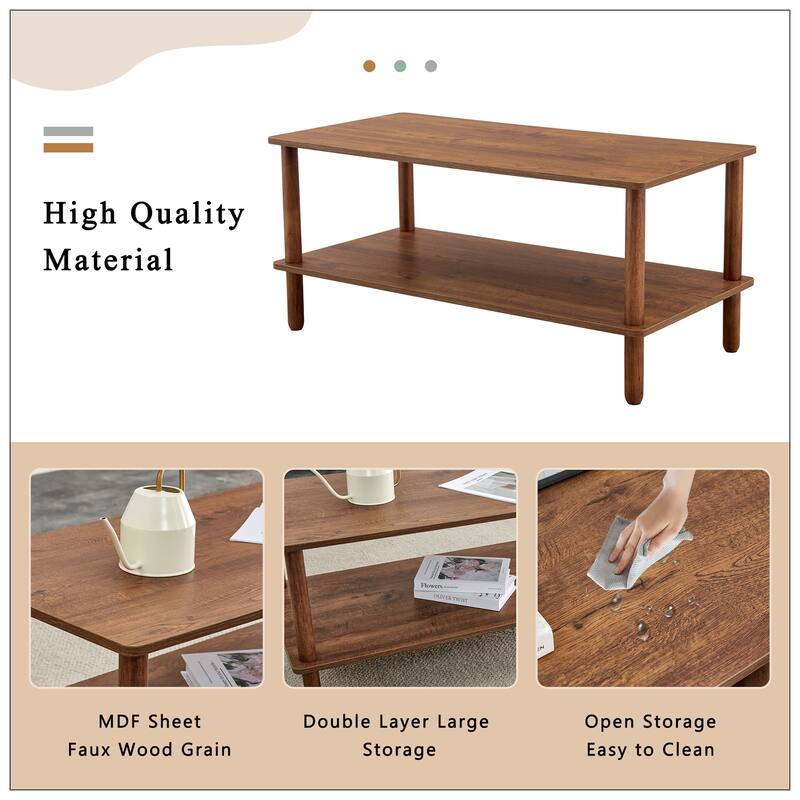 Modern 2-Tier Coffee Table for Living Room