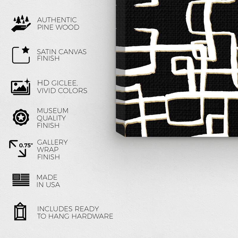 Wynwood Studio Canvas Abstract Geometry Noir Black and Modern & Contemporary Wall Art Canvas Print