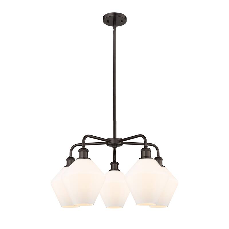 Innovations Lighting Cindyrella - 5 Light 8" Stem Hung Chandelier - Cased Matte White/Oil Rubbed Bronze