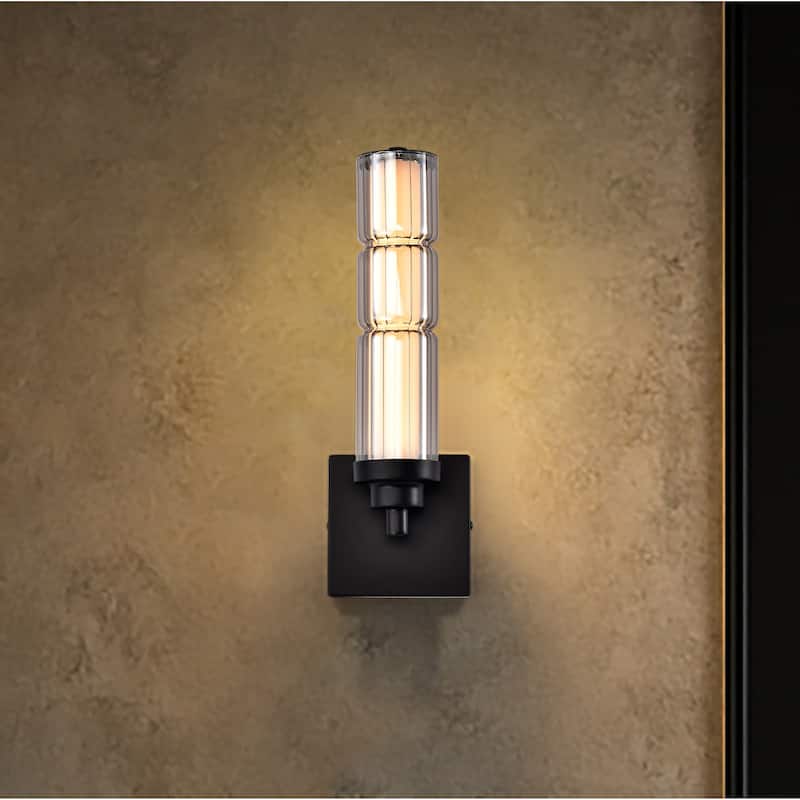 Evander LED Wall Sconce Matte Black Finish Smoked Glass - Matte Black