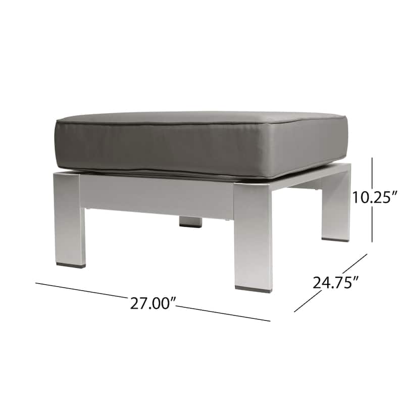 Cape Coral Outdoor 6-Seater Aluminum Sectional Sofa Set with Ottomans and Coffee Table by Christopher Knight Home